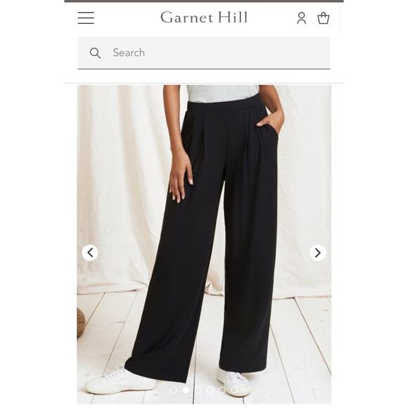 Garnet Hill Women Maroon/Black Tencel Wide-Leg Comfortable Trouser Size Large - Picture 2 of 9